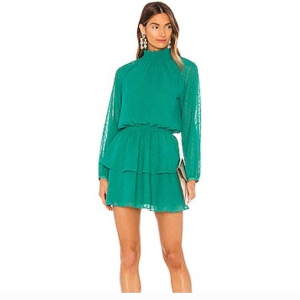 🔥 Yumi Kim Class Act Elegant Green Dress In Sweet Dot Size M